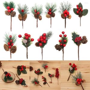 Dekoratif Çiçek Çam Konisi Hediye Sarma Pinekon Holly Dallar Yapay Noel Ağacı Dekor Noel Süsleme Ev Çiçeği