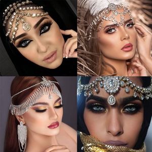 Düğün Saç Takı Vintage Trend Baş Zinciri Alın Bant Hint Afrika Bohem Aksesorlar Kristal Fringe Tiara Headdress 230307