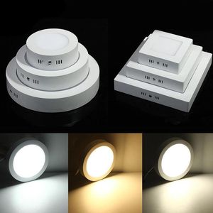LED Panel Light 6W 12W 18W 24W Round Square Surface Mounted Dimmable Downlight For Home School Bathroom Indoor Lighting 85-265V