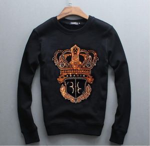 Erkek Hoodies Matkap Kalın Tasarım Uzun Kollu Kış Rhinestones Erkek Sweatshirt Sıradan Serin Erkek Sweatshirt