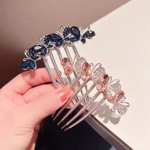 Saç tokaları kelebek kristal rhinestones çiçek saç tarakları klips şapkaları vintage saç tokaları kadın saç aksesuarları gelin düğün başlık