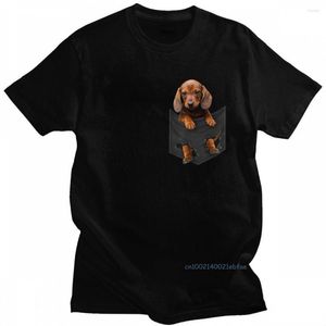 Erkekler Tişörtüm Komik Dachshund Cebimde Gömlek Erkekler Kısa Kollu Tişört Moda Kawaii Baskı Pet Köpek Tees Casual Tasarımcı Üstleri Pamuk