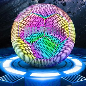 Karanlık futbolda toplar parlıyor Luminous futbollar holografi parlayan futbol açık hava oyuncakları kamera flaş yansıtıcı croma 230307