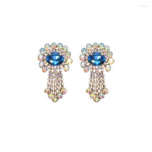 Brincos que vendem declaração colorida para mulheres de luxo de luxo Big Crystal Rhinestone Tassel Earing Jóias Presentes por atacado