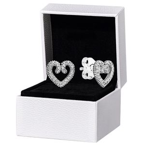 Kalp Swirl Saplama Küpe Pandora için gerçek gümüş Pandora CZ Diamond Düğün Tasarımı Kadınlar için Mücevher Girliler Hediye Orijinal Kutu Seti ile Küpe Küpe