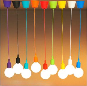 Kolye lambalar Renkli Silikon Naylon Halat Işıkları Oturma Odası Bar Yemek Nordic Tasarım Balık Hattı Asma Deco Fixturespendent