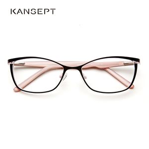 Güneş gözlükleri çerçeveler metal gözlükler çerçeve kadın marka tasarımcısı kadın vintage kedi göz reçete gözlükleri pembe tam miyopi optik 230307