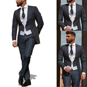 Erkekler Suits Blazers 3 Parça Erkekler Takım Siyah Blazer Pantolon Beyaz Yelek Gündelik Smokin Özel Yapımı Güzel Düğün Damat Yiyecek Konser Kostüm