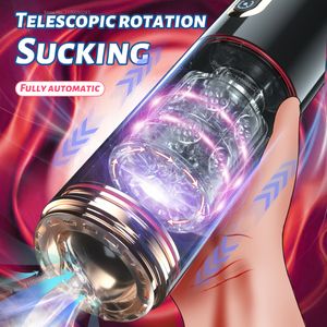 Мастубаторы мужской секс -игрушки автоматическая сосающая телескопическая вращающаяся мастурбаторная чашка для мужчин Реальный вагинальный всасывающий минет для взрослых продукт 230307
