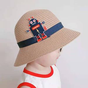 Летняя бумага соломенная мультфильма ведро шляпы мальчик Дети Солнце Защита Шляпа