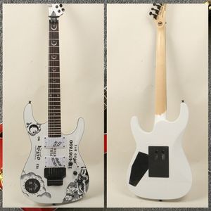 KH-2 OUIJA WHITE KIRK HAMMETT FIRGETURATE ELECTRIC GUITARENTECH, FLOYD ROSE TREMOLO, Черное оборудование