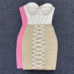 Sıradan Elbiseler Yüksek kaliteli kadınlar ağır endüstri lüks kristal sipariş elmas bandaj tüp üst ince fit kısa seksi kulüp elbise