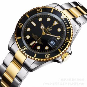 Avanadores de pulso Luxury Reginald Brand Watch Men Rotatable Bezel Gmt Sapphire Data Gold Aço inoxidável esporte Blue Dial Quartz Reloj Hombre