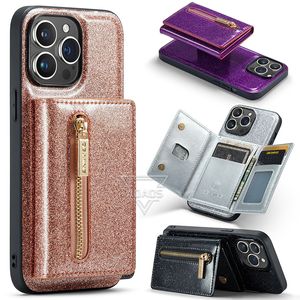 Glitter cüzdan koruyucusu 2 iPhone15 14 13 Pro Max 12 11 Samsung S23ULTRA S22 PIXEL 7PRO 6A