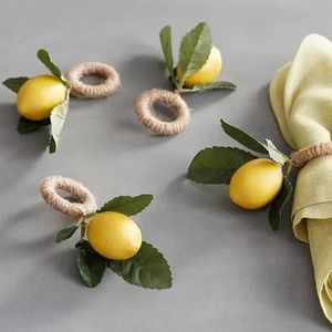 Simülasyon Limon Bitki Peçete Yüzük Meyve Yemeği Tepe Otel Model Oda Peçete Yüzük Parti Malzemeleri