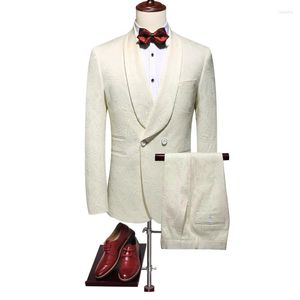 Erkekler Takım Smokin Düğün Erkekler Bakım Evlilik Partisi Takım Giyim Baskısı Artı Beden İnce Fit 2 PCS Sıradan Gece Kulübü Elbise Blazers