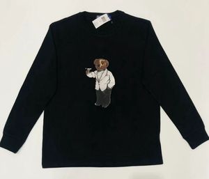 Designer Polos Men Shirts Cartoon Urso T-shirt de manga comprida, top de algodão casual para primavera e outono, moda plus size para jovens 