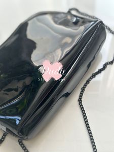 moda parlak çanta 27X15.5X5cm kapitone 2c işareti metal zincir siyah klasik kabuk şekli makyaj hediye kozmetik organizasyonu