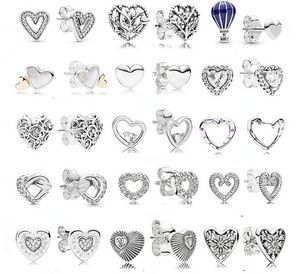 925 pound gümüş yeni moda cazibesi pandora 2023 aşk serisi kalp iç içe takılmış asil kalp küpeleri moda küpeler