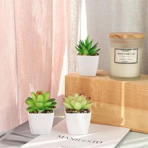 Dekoratif Çiçekler PVC Mini Yapay Succulents Sahte Akıllı Bitkiler Bonsai Seramik Saksı Düzenleme Aksesuarları Ev Bahçesi