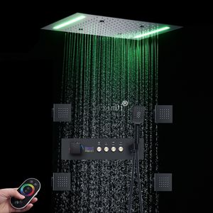 Sistema de chuveiro LED 20 * 14 polegadas Chuva Névoa Cabeça de chuveiro Display de temperatura Conjunto de chuveiro termostático para banheiro