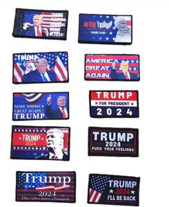 9x5cm Donald Trump 2024 Bordado Patches Art Crafamento emblema emblema emblema de braçadeiras táticas Acessórias de roupas DHL por atacado