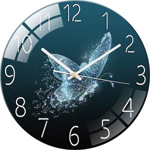 Relógios de parede Fantasia borboleta moderna relógio de parede Dial Decoração de quarto de vidro Luz de luxo relógios da paisagem decoração de casa Movimento mudo klok pared 230310