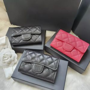 Luxury Designer Lambskin & Caviar Leather Key Pouch | Unisex Coin & Card Holder Wallet with Zipper and Keychain