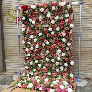 Dekoratif Çiçekler Spr Özelleştirilmiş Arifik Kumaş Roll Up Düğün Çiçek Duvarı