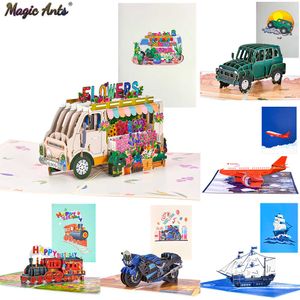 Gift Cards Universal Pop Up Card 3D Model Car Greeting Cards for Kids Dad Husband Fathers Day Business Graduation Congrats All Occasions Z0310