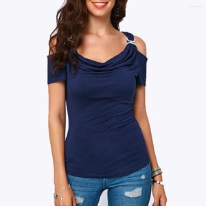 Женская блузская рукава женская рубашка холодная топ на плече драпированная футболка короткие повседневные воротнички Женские блузки западные рубашки для