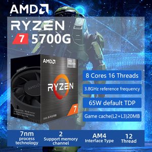 AMD Ryzen 7 5700G R7 5700G 3.8GHz Eight-Core 16-Thread 65W CPU Processor L3=16M 100-000000263 Socket AM4 New and have fan