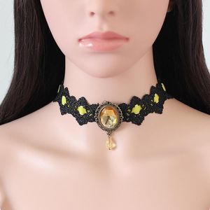 Подвесные ожерелья творческий хрустальный хрустальный хараджуку женский ожерелье Готическое винтажное кружев