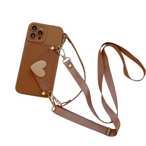 Crossbody Cüzdan İPhone Apple için Cep Telefon Kılıfları 14 Plus 13 12 Pro Max 11 Lüks Telefon Kılıfı Aşk Kız Çantası Kart Cep Koruyucu Kapaklar Strap Wrist Band ile