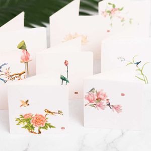 Hediye Kartları 10pcsset Çin tarzı çiçek kuş tebrik kartları doğum günü düğünü Teşekkürler Anneler İçin Bereket Kartı Davetiyeleri Babalar Günü Z0310