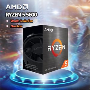 AMD Ryzen 5 5600 R5 5600 3,5 ГГц 6-ядерный 12-канальный процессор процессора 7 нм = 32 м 100-000000927 гнездо AM4 запечатан и поставляется с вентилятором