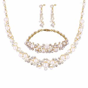 Серьги для ожерелья набора оптовых модных серебряных цветов хрустальный жемчужный свадебный костюм для женщин свадьба