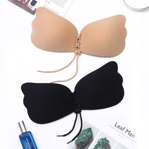 Sexy seamless bra Wings shape Women Push Up Silicone Bra Stick On Invisible Self Adhesive Bras Cup ABCD Beige Black