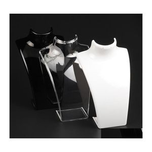 Favor Holders Fashion Acrylic Jewelry Display 20X13.5X7.3Cm Pendant Necklaces Model Stand Holder White Clear Black Color Drop Delive Dhjr1