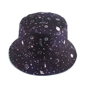 HBP Brim 2021 Новые широкие модные шляпы с ковшой галактика Принт обратимого рыбака унисекс Haruku хип -хоп -шап