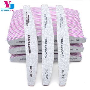 Nail Files 5025 PcsPack Professional Washable Nail Files 100 To 180 Half Moon Strong Sandpaper Durable File Nails Tools Manicure Supplies 230310