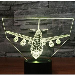 Gece Işıkları 3D LED LED HASS Füze Bombacı Pozitif Ev Dekorasyon Lambası için 7 Renk Uçak Uçak İle Gelin