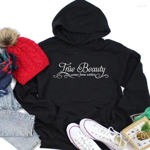 Erkek Hoodies Gerçek Güzellik İçinde Gelir Kadınlar Moda Pure Pamuklu Sıcak Kalite Alıntı Slogan Külkü Hipster Young Style-K652