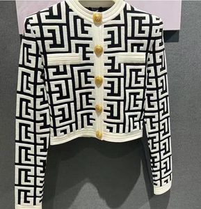 2023 Качественные модные дизайнерские свитера Геометрические узоры Medusa apes Кардиган с длинным рукавом Однобортный вязаный свитер на пуговицах контрастного цвета