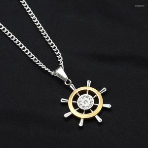 Подвесные ожерелья из нержавеющей стали с алмазом руля рулевого руля Панк панк карибский пират -судно якорь