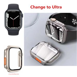 Saat Kapak Kılıfları Temperli Cam Ekran Koruyucu Mod PC Armor Case for Apple iWatch Series 8 7 6 5 4 SE 40mm 41mm 44mm 45mm Saniye Apple Watch Ultra 49mm'ye Geçiş