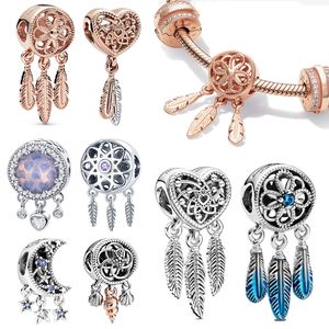 925 Gümüş Fit Pandora Orijinal Takılar DIY Kolye Kadın Bilezikler Boncuklar Openwork Fringe Boncuklar Manevi Dreamcatcher Charm