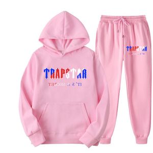 Tasarımcı Trapstar Trailsuit Marka Baskılı Spor Giyim Erkek Kadınlar 14 Renk İki parça Set gevşek kapüşonlu sweatshirt pantolon