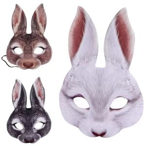 Buunnyy Máscara Animal EVA Media Cara Máscara de Orejas de Conejo para Pascua Fiesta de Halloween Accesorio de Disfraz de Mardi Gras