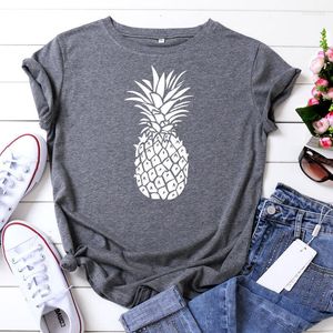 Kadın Tişörtleri Pamuk Yaz Komik Kadın T-Shirt O-Neck Harajuku Sevimli Ananas Üst Düzgün Kadın Gömlek Büyük Boy Boyut S-5XL